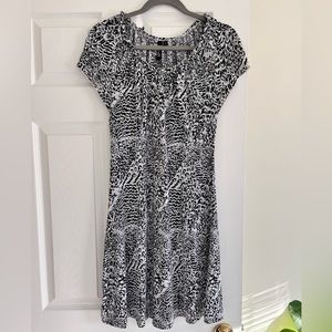 Black & White Animal Print Braided Twist Neckline Scoop Neck Summer Office Work